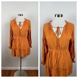 Peach Love California Orange Boho Dress Women Large